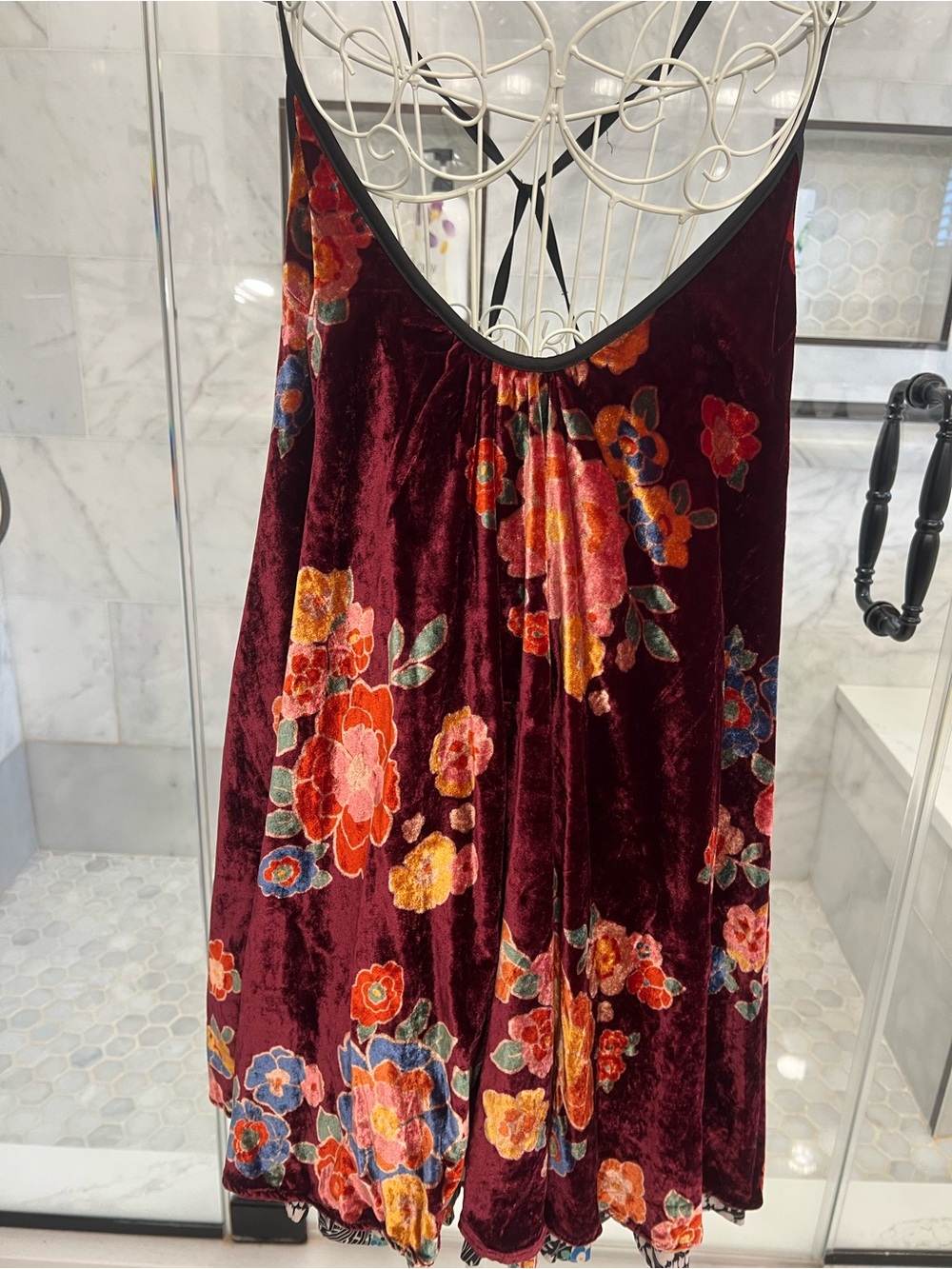 Free People Burgundy Velvet Floral Slip Dress.  Easily Reversible.  Sz. M.  NWOT